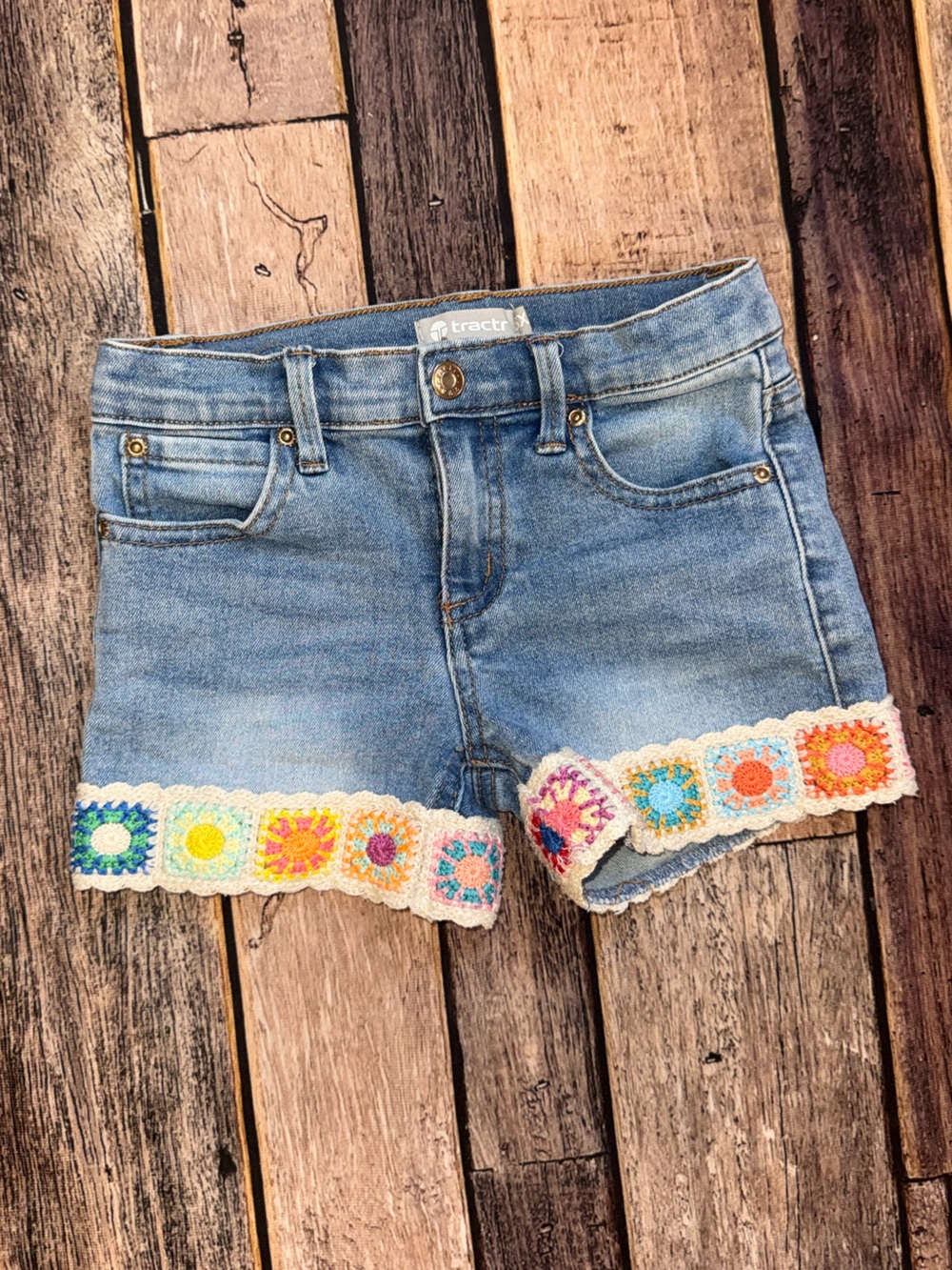 Tractr Embroidered Trim Denim Jean Shorts Sz 6x